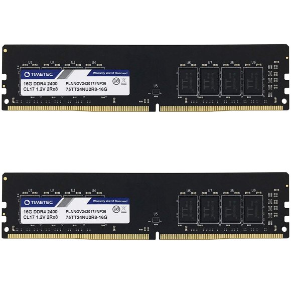 Timetec 32GB KIT(2x16GB) DDR4 2400MHz PC4-19200 Non-ECC Unbuffered 1.2V CL17 2Rx8 Dual Rank 288 Pin UDIMM Desktop PC Computer Memory RAM Module Upgrade (32GB KIT(2x16GB))