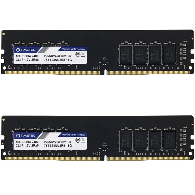 Timetec 32GB KIT(2x16GB) DDR4 2400MHz PC4-19200 Non-ECC Unbuffered 1.2V CL17 2Rx8 Dual Rank 288 Pin UDIMM Desktop PC Computer Memory RAM Module Upgrade (32GB KIT(2x16GB))