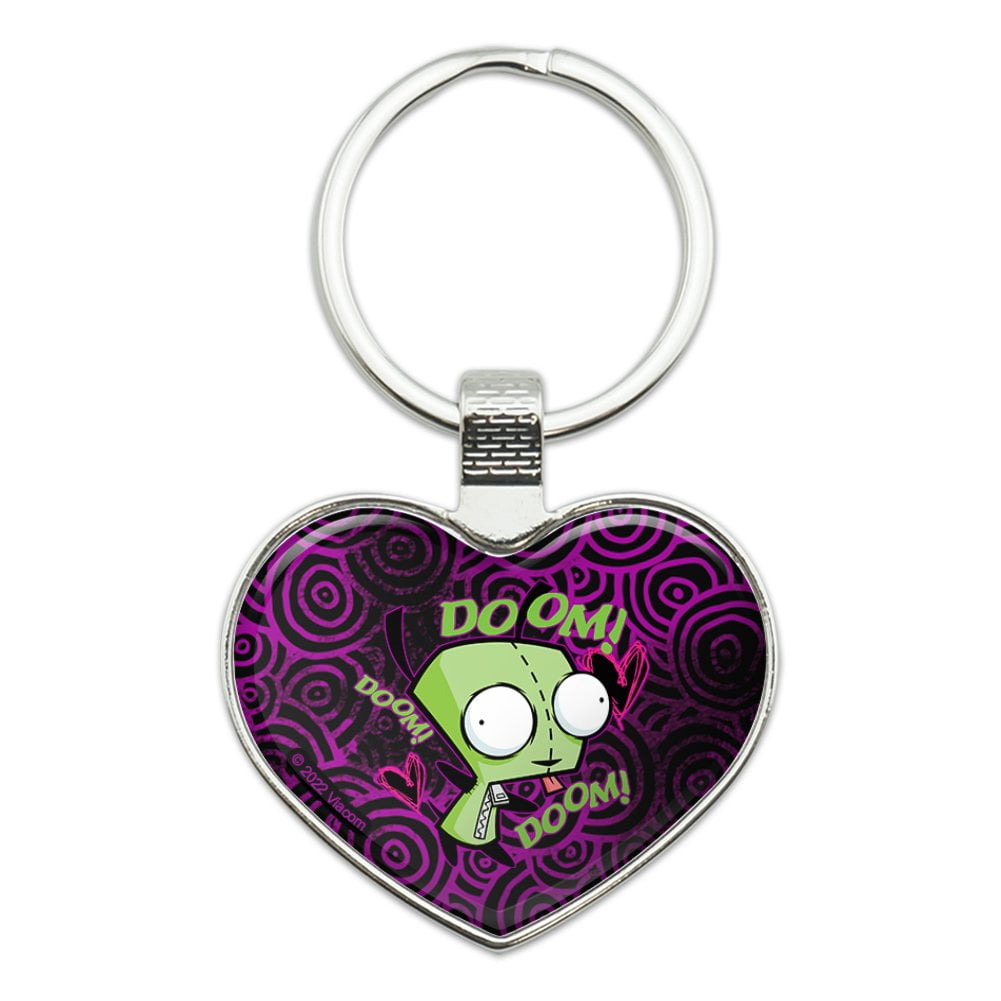 Invader Zim Gir Doom Dance Keychain Heart Love Metal Key Chain Ring