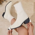 thumbnail image 5 of Wovix Ankle Boots for Women Dressy Comfy Knit Sock Booties Pointed Toe Heel on Elastic Spring Fall Booties Daily White 43, 5 of 7
