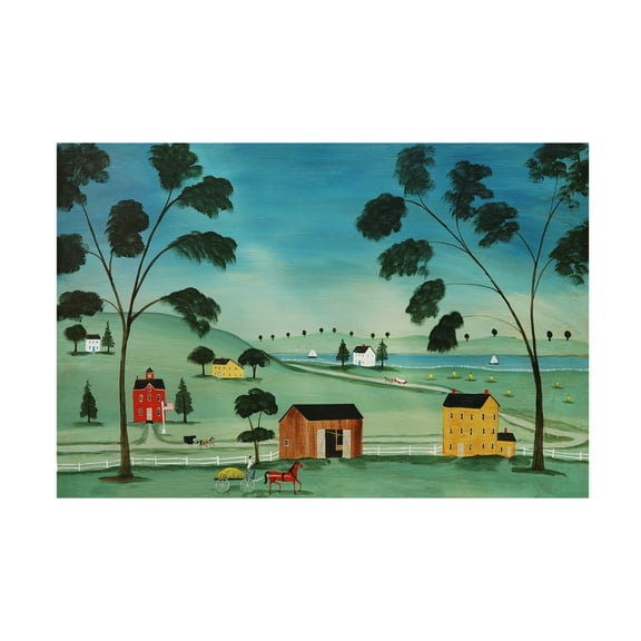 Canvas Wall Art - C Munro 'Country Scene On Wood' Wall Art for Living Room, Bedroom, or Office Décor by Trademark Fine Art - 19 x 12 Inches