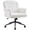White, variant on Office Desk Chair, Soft Fabric Cozy Desk Chair with Wheels and Arms, Modern Upholstered High Back Wide Seat Vanity Chair for Bedroom Living Room Makeup (Dark Grey)