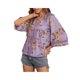 thumbnail image 5 of SAYOO Tops casuales para mujer, estampado floral, manga 3/4, cuello en V, ahuecado, patchwork, tops sueltos SAYOO casual, 5 of 7