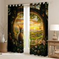 thumbnail image 2 of Castle Fairy Children Teens Female Men Kawaii Animal Rabbit Curtains Pack of 2 (42x84 Each),Chic Floral Flowers Curtains Blackout,Flying Butterflies Bedroom Curtains,Luxury Bedroom Decor, 2 of 6