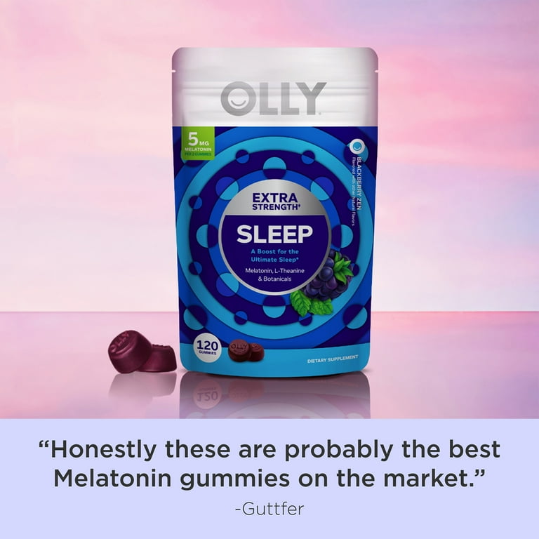 OLLY Extra Strength Sleep Gummies, 120 Ct, Melatonin, L-Theanine