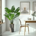 thumbnail image 5 of Artificial Tree in Geometric Pattern Planter, Fake Monstera Silk Tree for Indoor and Outdoor Home Decoration - 65" Overall Tall (Plant Pot Plus Tree), 5 of 5