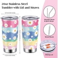 thumbnail image 2 of Holiday Birthday Valentine Gifts for Women, 20 oz Stainless Steel Tumbler with Lid and Straws, Funny Floral Coffee Tumbler, Present Ideas for Mom, Wife, Girlfriend, Sister, Friend, Rainbow Daisy, 2 of 7