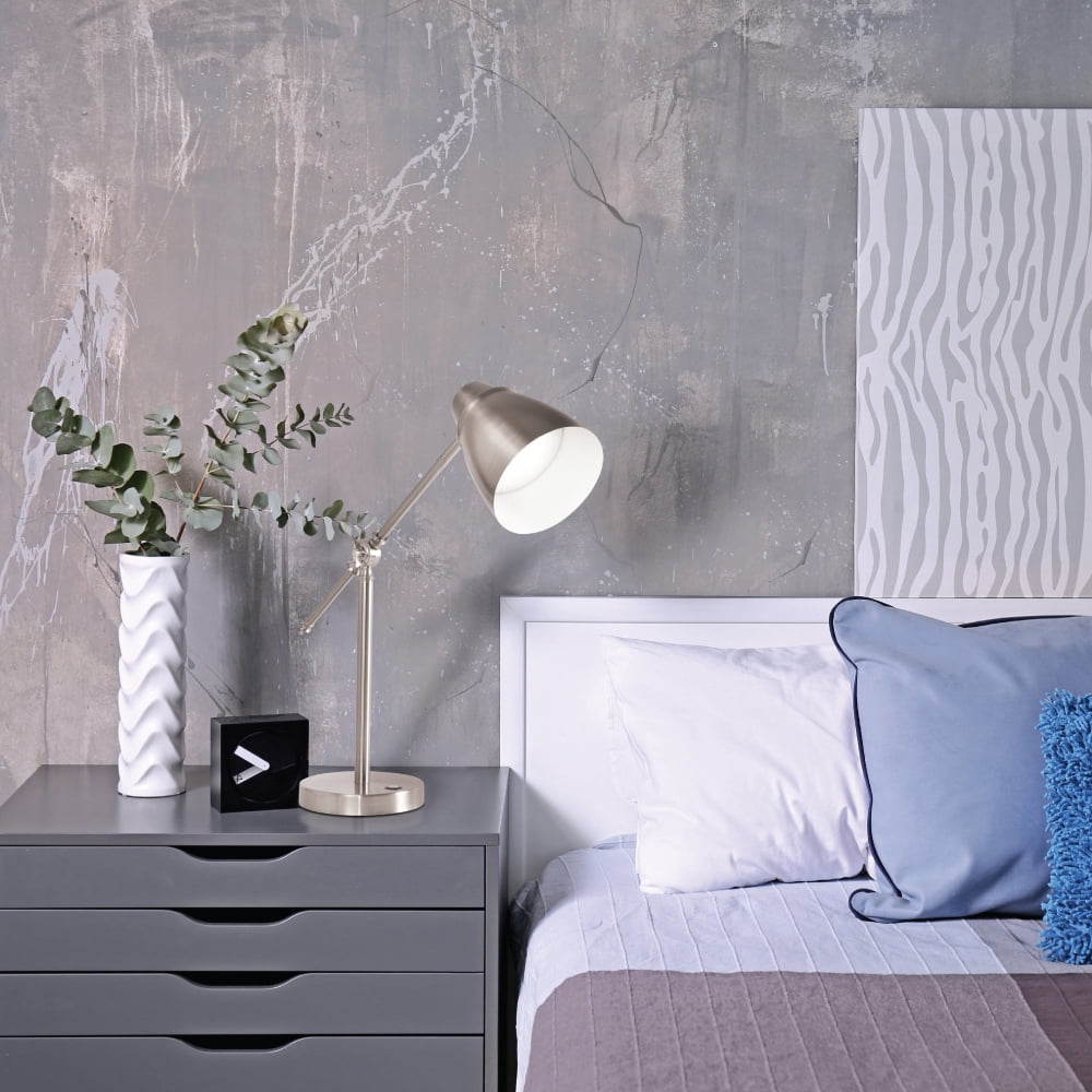 OttLite Harmonize LED Desk Lamp - 2.1A USB Charging Port, 3 Brightness Settings, Brushed Nickel
