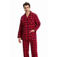 thumbnail image 4 of Apparonia Mens Pajamas Set Cotton Notched Collar Pajamas for Men Long Sleeve Mens Sleepwear with Pockets & Front Fly Red & Black Plaid L, 4 of 7