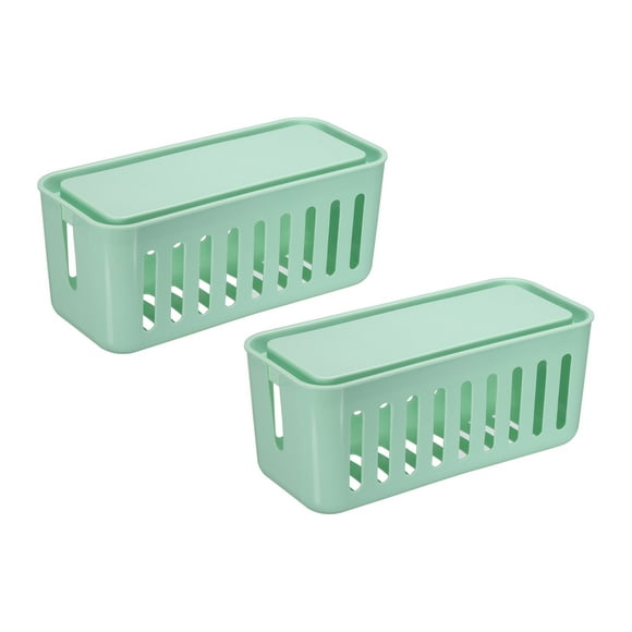Uxcell Cable Management Box PP Cord Organizer Box to Hide Wires Cable Organizer Box for Home/Office Green 2 Pcs