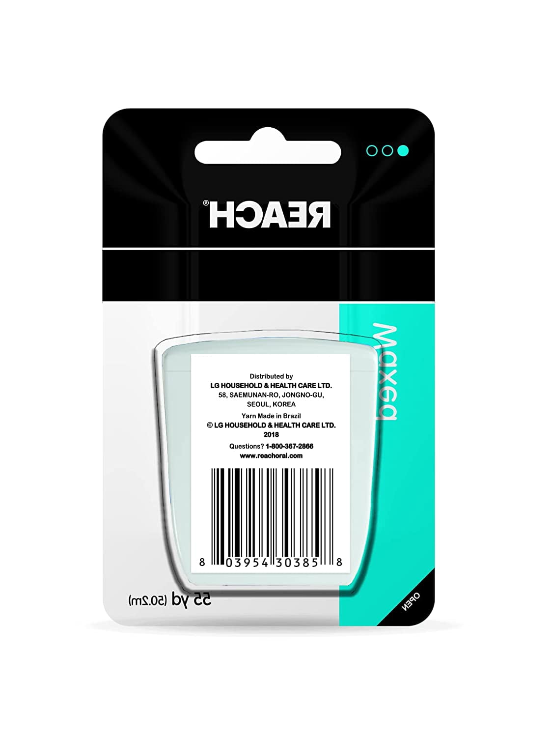 REACH Unflavored Waxed Dental Floss, 55 yds (Pack of 12)