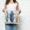 thumbnail image 3 of Throw Pillow Covers 24x24 Inch, Vintage Blue Feathers Decorative Pillow Cases for Couch Sofa Bed, Boho Retro Wooden Grain Cotton Linen Square Home Decor Pillowcases with Hidden Zipper, 3 of 7