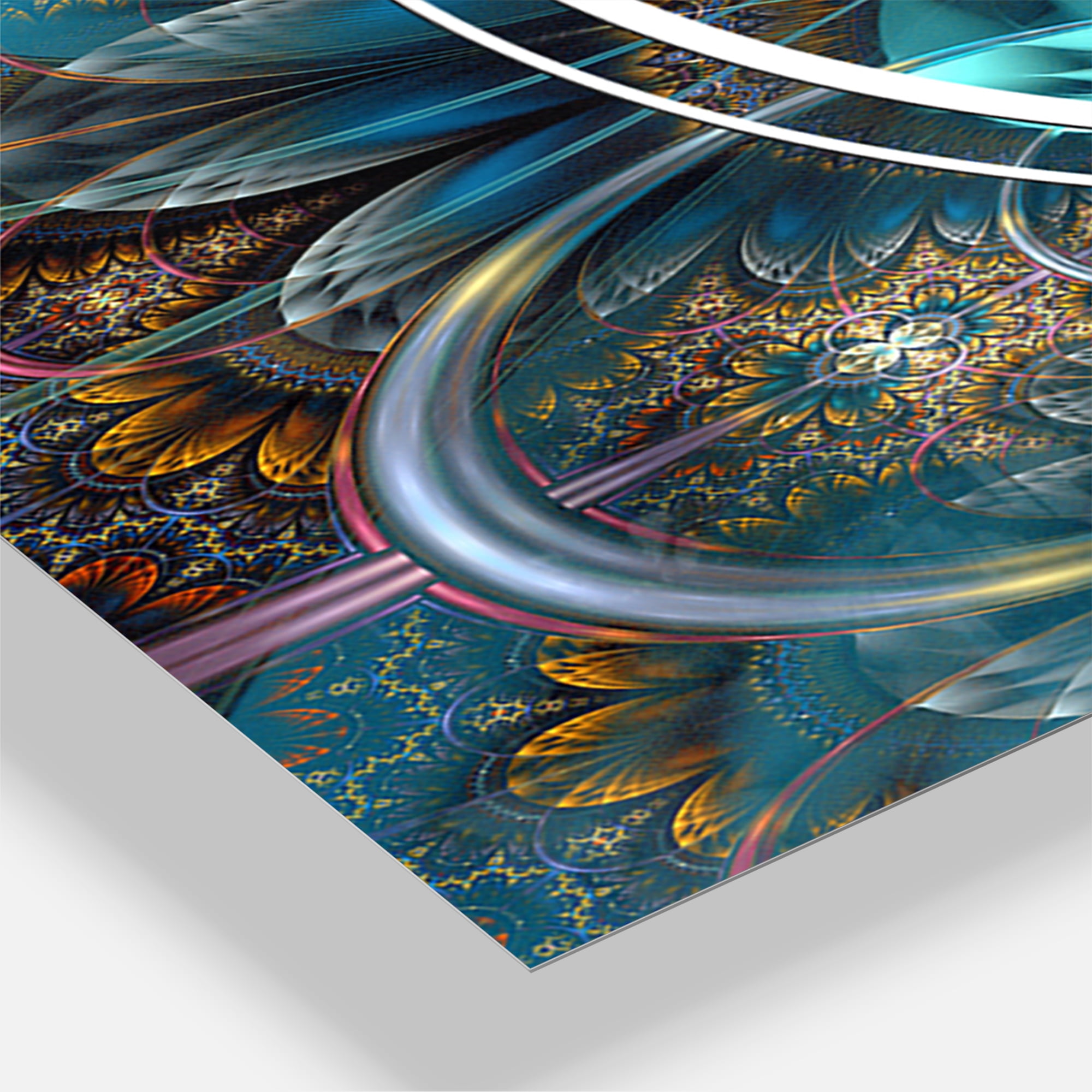 Designart 'Fractal Blue Flowers' Modern wall clock