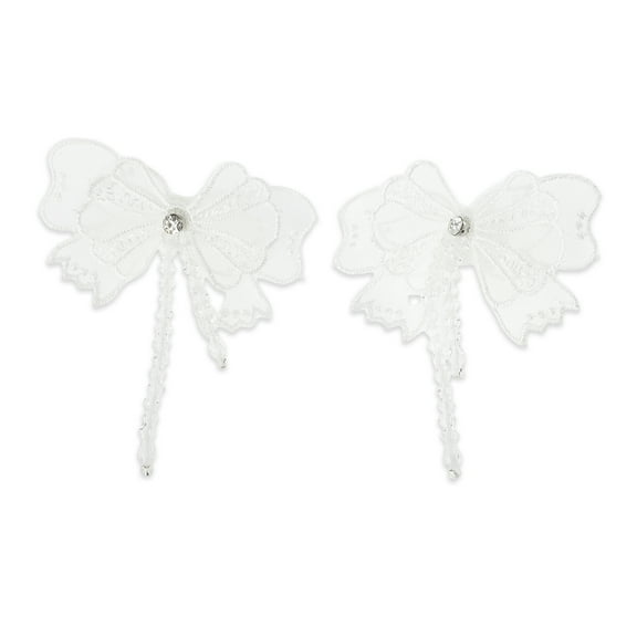 Unique Bargains 1 Pair Shoelace Charms Fashionable Faux Pearl Bow Fashion Shoe Accessories White