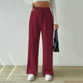 thumbnail image 2 of Maplenight Women's Summer Textured Knitted Ribbed Pants Loose Straight Leg Lounge Pants Elastic Waist Drawstring High Waisted Solid Color Casual Pants 2025 on Clearance, 2 of 5
