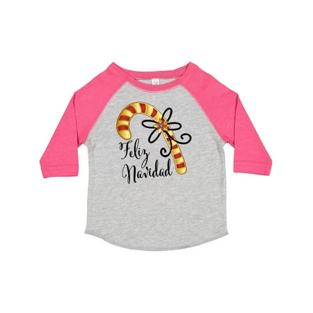 

Inktastic Feliz Navidad Red and Gold Candy Cane Gift Toddler Boy or Toddler Girl T-Shirt