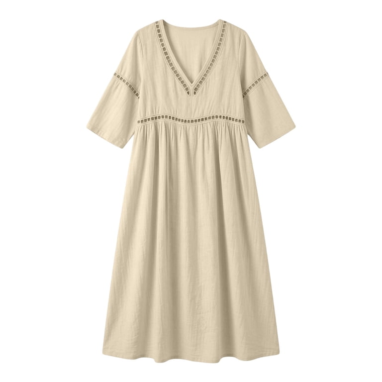 asdoklhq Wedding Guest Dresses Beach Dress Pastel Dress A Line Dress  Women's Summer Casual Dress Gradual Sleeveless Neck V-Neck Long Dress Beige  S - Walmart.com