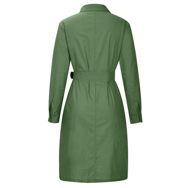 Vestido Casual Para Mujer Vestido Camisero De Manga Corta Cuello En V Cómodo Color Sólido E Informal Vestido Con Botones Vestidos Para Primavera Y Otoño