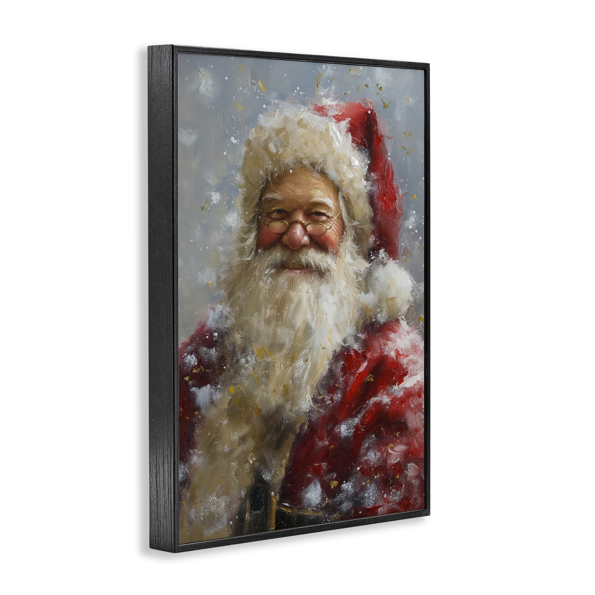 Stupell Industries Smiling Santa Portrait Holiday Painting Black Framed Art Print Wall Art, 16 x 24