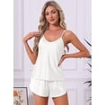 thumbnail image 2 of DARING DIVA Women's Satin Silky Camisole Sleeveless Cami and Shorts Pajamas Set XL White, 2 of 7