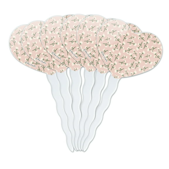 Petite Flowers Heart Love Cupcake Picks Toppers Decoration Set of 6