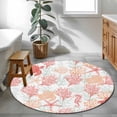 thumbnail image 3 of Round Area Rug 3.3ft, Red Orange Coastal Non-slip Area Rugs for Living Room/Bedroom/Bathroom/Kitchen, Sea Turtle Nautical Coral Summer Beach Washable Throw Floor Mat Indoor Outdoor Entrance Doormat, 3 of 9