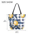 thumbnail image 5 of FORMRS Womens Canvas Tote Bag with Zipper Inner Pocket Shoulder Handbag, Beige Plaid Lemon, 5 of 7