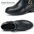 thumbnail image 3 of Ecetana Women's Chunky Low Heel Ankle Boots Round Toe Leather Western Short Booties with Side Zipper, 3 of 7