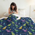 thumbnail image 3 of Cute Dinosaur Cartoon Pattern Soft Sherpa Fleece Throw Blanket, Warm Cozy Plush Blanket for Sofa Bed Couch, All Season, 50"x60", 3 of 5