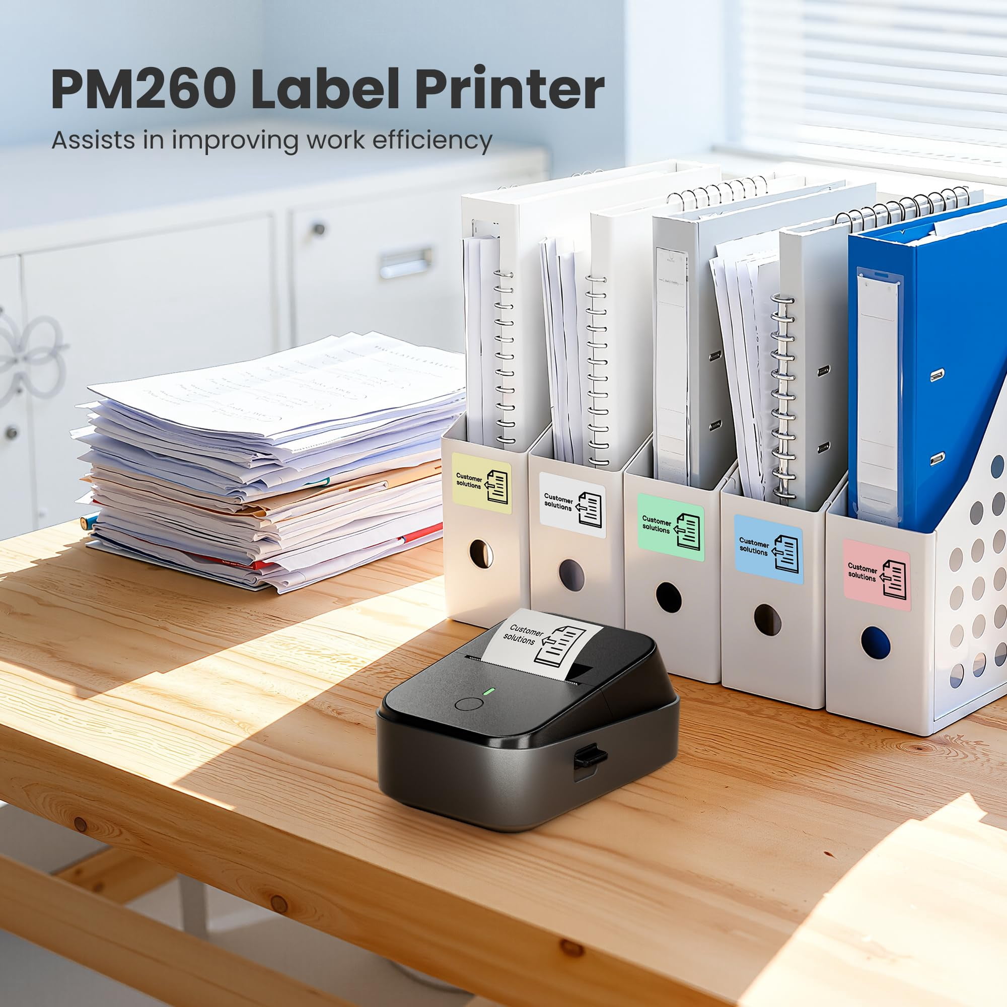 Pm260 Label Maker Machine With Tape  2 Inch Printer Inkless Portable Smart Ai App For Home Kitchen School Office Organization Black