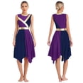thumbnail image 2 of iiniim Women Metallic Color Block Dress Sleeveless Lyrical Dancewear Purple&Navy Blue XXL, 2 of 7
