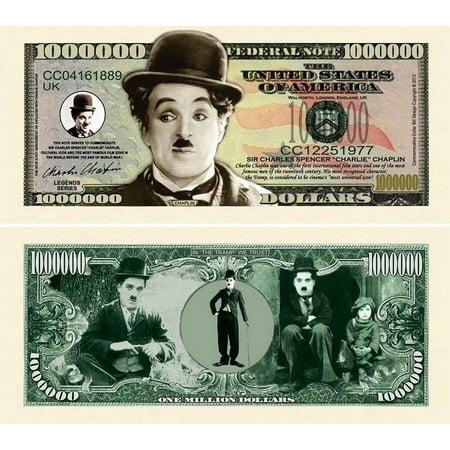 25 Charlie Chaplin Million Dollar Bill with Bonus “Thanks a Million” Gift Card