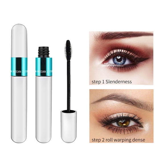 2 In 1 Mascara 5X Longer Cosmetics for Natural Lengthening and Thickening No Clumping 4D Silk Fiber Mascara, Beauty & Personal Care