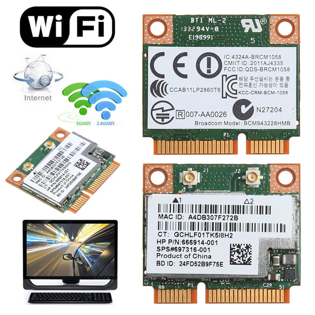 Baiko Wireless Card 300M WiFi Bluetooth 4.0 Wireless PCI-E Card for BCM943228HMB SPS 718451-001