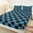 thumbnail image 3 of jejeloiu Vintage Patchwork Checkered Bed Sheets,Abstract Geometric Art King Sheets,Black Blue Sheet Set For Kids,Ultra Soft Home Decor,4pcs, 3 of 7