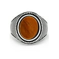 thumbnail image 2 of Men's Tiger Eye Sterling Silver Ring Oval Shaped Signet 17MM, 2 of 4
