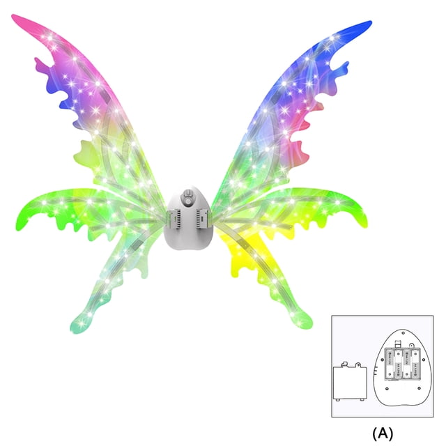 Alas De Hadas Eléctricas Alas de mariposa iluminadas, alas de hada en movimiento, regalos de disfraces para niños y niñas (A)