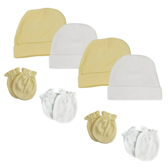 Baby Boy, Baby Girl, Unisex Infant Caps and Mittens (Pack of 8)