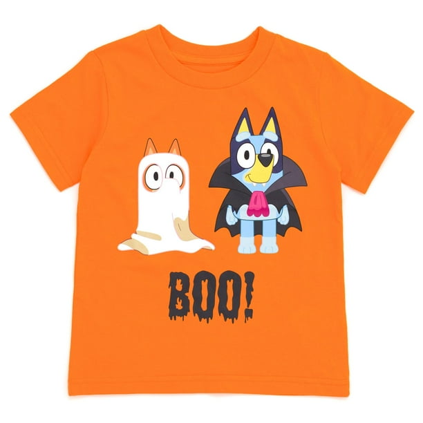 Camiseta Bluey Bingo Halloween para niños pequeños y niñas, naranja 5T