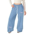thumbnail image 5 of YUEHUA Girl's Wide Leg Sweatpants Elastic High Waisted Flowy Drawstring Loose Baggy Pants with Pockets for Teen Girl 6-14Y, 11-12 Years, 5 of 8