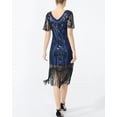 thumbnail image 6 of Short Sleeve Mesh Overlay 1920S Beaded Flapper Dress Fringe Sequin Art Deco, 6 of 6