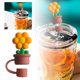 thumbnail image 2 of Tapas de silicona de colores con dibujos animados y cubiertas reutilizables para bebidas para niños, 2 of 4