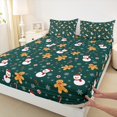 thumbnail image 3 of Homewish Kawaii Gingerbread Man Bed Sheets,Cute Christmas Snowman King Sheets,Green Brown White Sheet Set For Girls Kids,Breathable Home Decor,4-Piece, 3 of 7