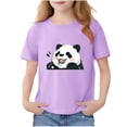 thumbnail image 2 of Spazoro Girls T-Shirts Tee, Cute Print 100%Cotton Short Sleeve Crew Neck Casual Tops for Kids Purple Size 10, 2 of 6