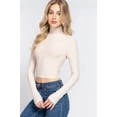 thumbnail image 3 of Long Slv Turtle Neck Rib Crop Knit Top, 3 of 5