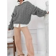 thumbnail image 6 of Womens Sweaters Fall Cable Knit Long Sleeve Crewneck Oversized Sweater Chunky Pullover Loose Outfits Grey M, 6 of 9
