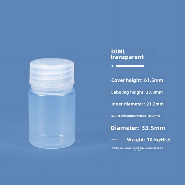 Botella de boca ancha sellada de 5ML-1L, transparente, marrón, resistente a altas temperaturas, a prueba de luz, botella de plástico PP de grado alimenticio para productos químicos