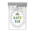 thumbnail image 2 of Saying Bedding Set with Sheet & Covers, Have Fun Motivational Inspirational Words with Geometric Details Print, Printed Bedroom Decor 2 Shams, 4 Sizes, Black Green Blue, by Ambesonne, 2 of 3