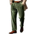 thumbnail image 2 of Men's British Style Velvet Suit Pants, Straight Leg Retro Dress Trousers with Expandable Elastic Waist and Pockets, Business Casual Office Pants for Daily Wear Blackish Green L, 2 of 8