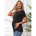 thumbnail image 2 of DARING DIVA Women's Maternity Stretchy Knit Short Sleeve Sweater S Black, 2 of 8